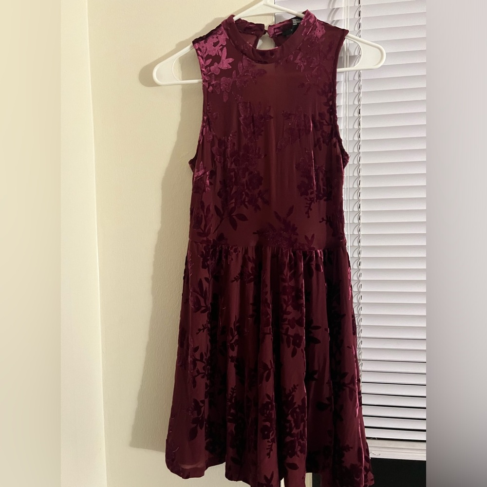 Burgundy velvet dress